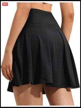High Waisted Tennis Skort 18" Length with Pockets Athletic Golf Running Skirt